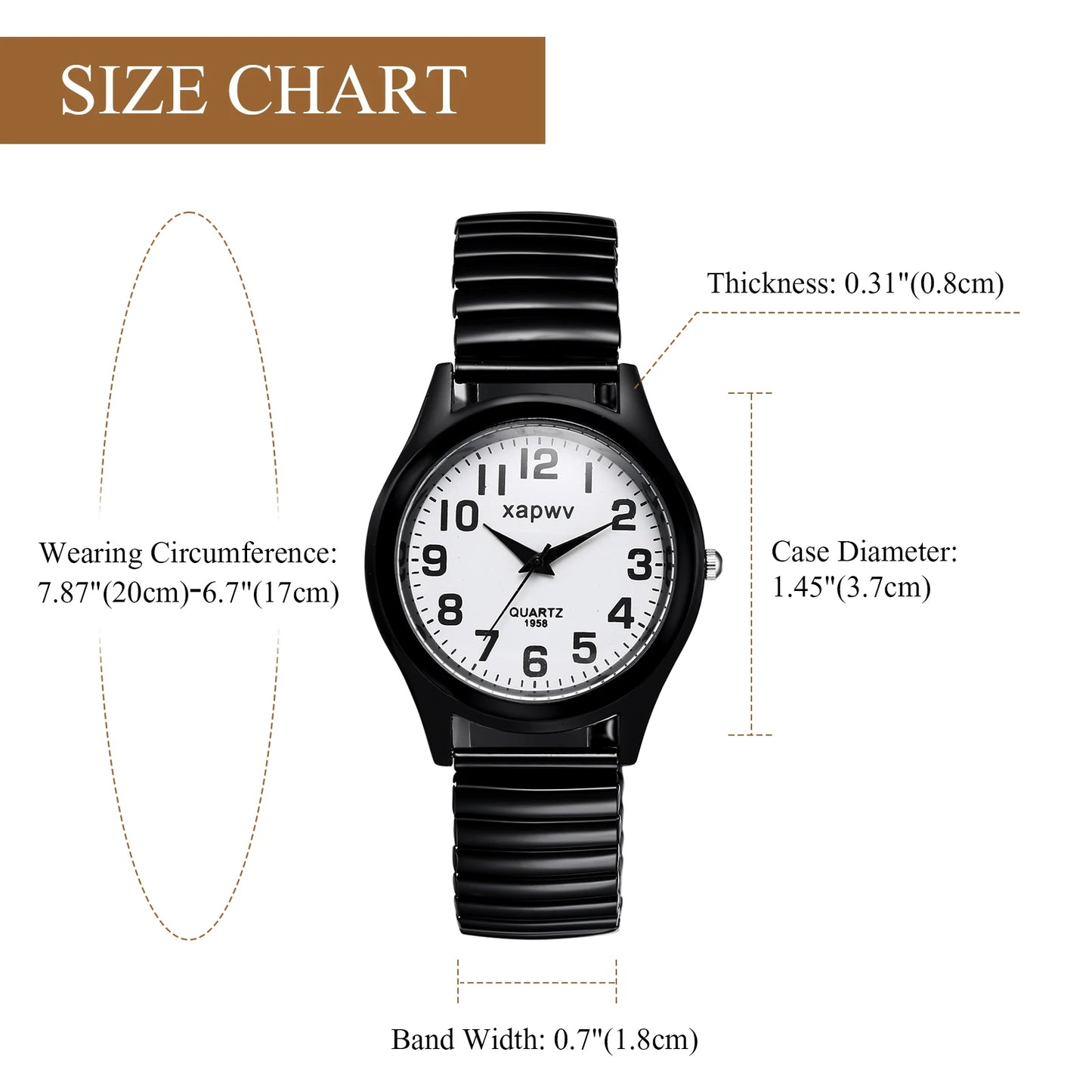 Elastic Strap Watch for Men Couples Clear and Easy Read Large Black Digital Hard Steel Strap Waterproof