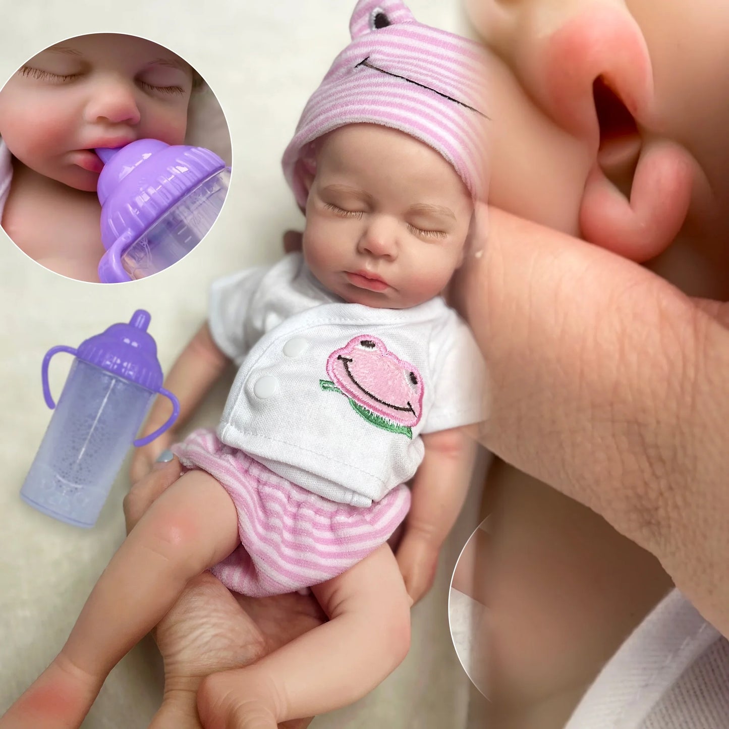 33cm Can Open Mouth Painted Solid Silicone LouLou Bebe Reborn Girl and Boy Washable Newborn Baby Dolls For Kid's Gift
