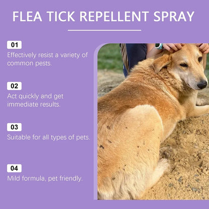 Flea Tick Mites Repellent Spray For Dogs And Cats, 50 Ml, Natural Ingredients
