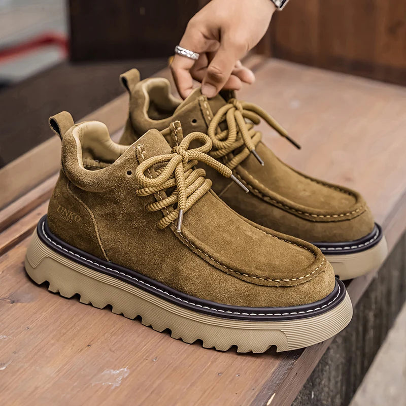 Mens Suede Leather Lace Up Ankle Boots Casual Retro Style