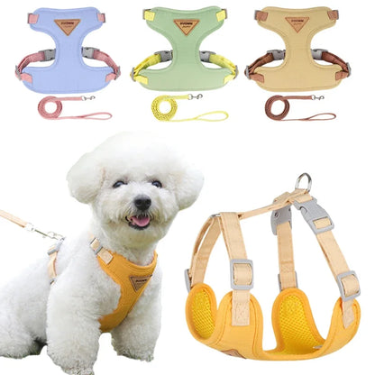 Harness And Leash Set For Small To Medium Dogs And Cats Breathable Polyester