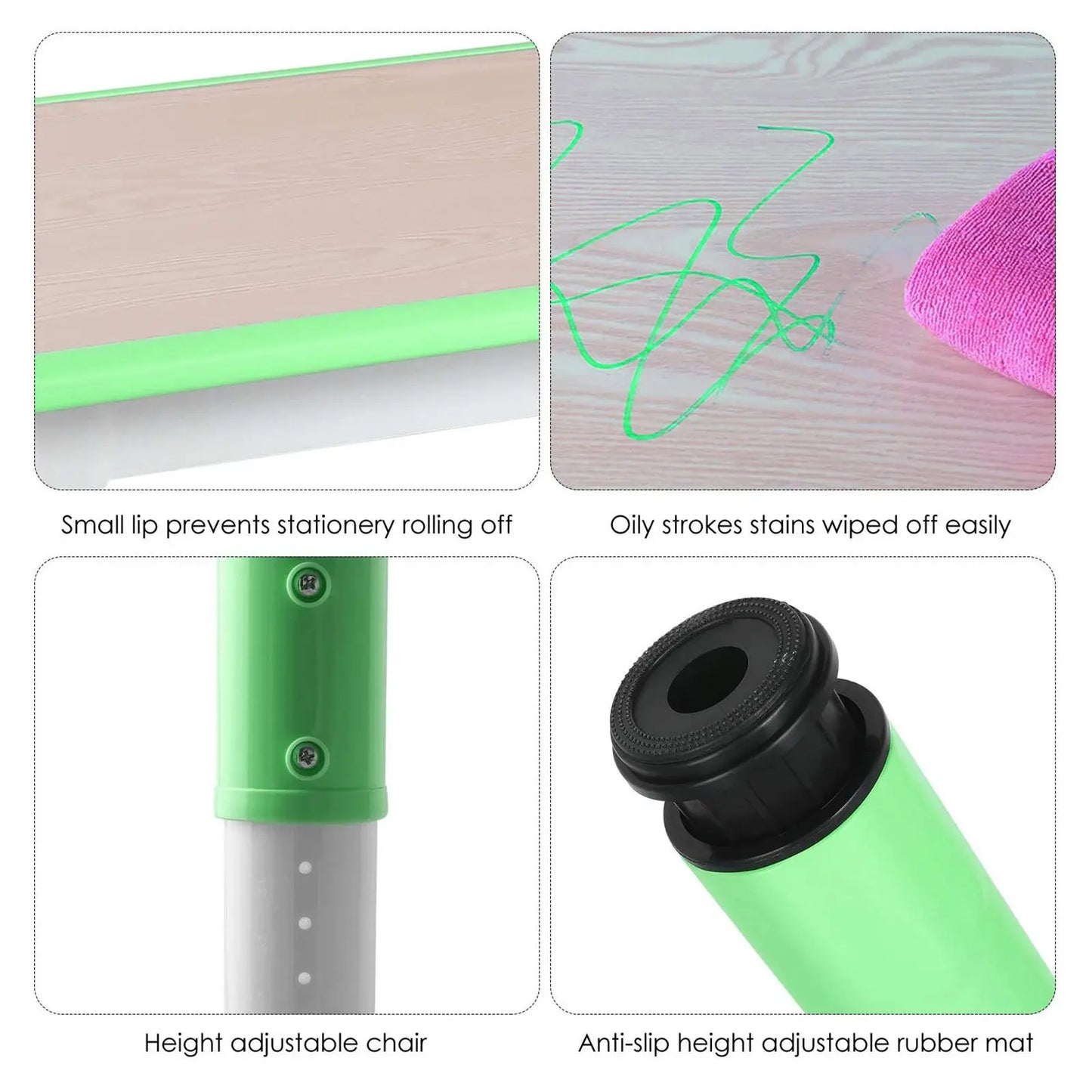 Kids Table and 4 Chairs Set, Height Adjustable Toddler Table and Chair Set, Graffiti Desktop, Non-Slip Legs, Children Multi-Acti