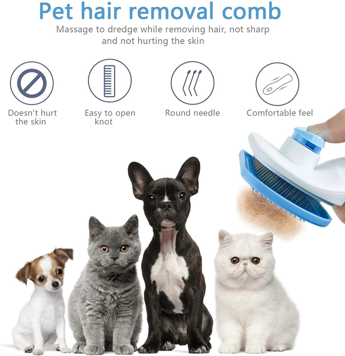 Dog Hair Remover Brush – Pet Grooming & Cleaning Comb for Long Hair Dogs and Cats