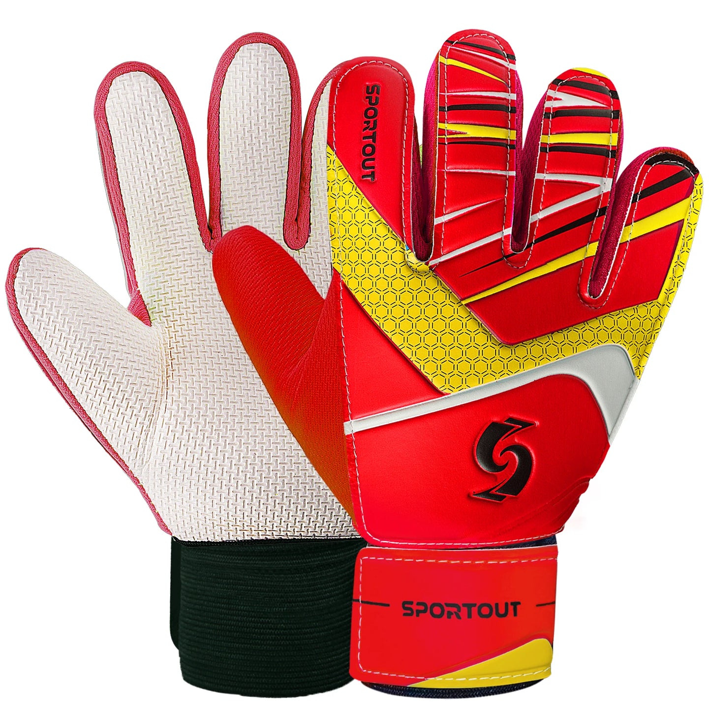 Sportout Kids Goalkeeper Gloves, Soccer Gloves with Double Wrist Protection and Non-Slip Wear Resistant Latex Material