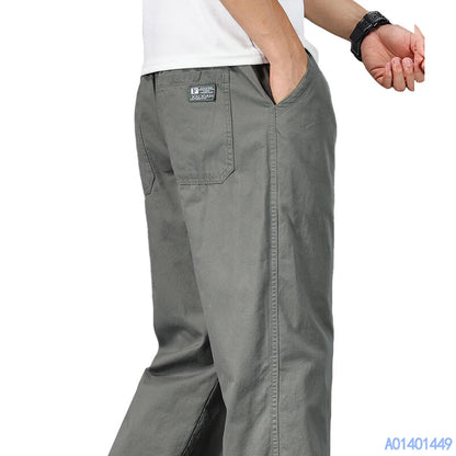 Mens Cotton Relaxed Jogger Pants Big Size Elastic Waist Drawstring Casual