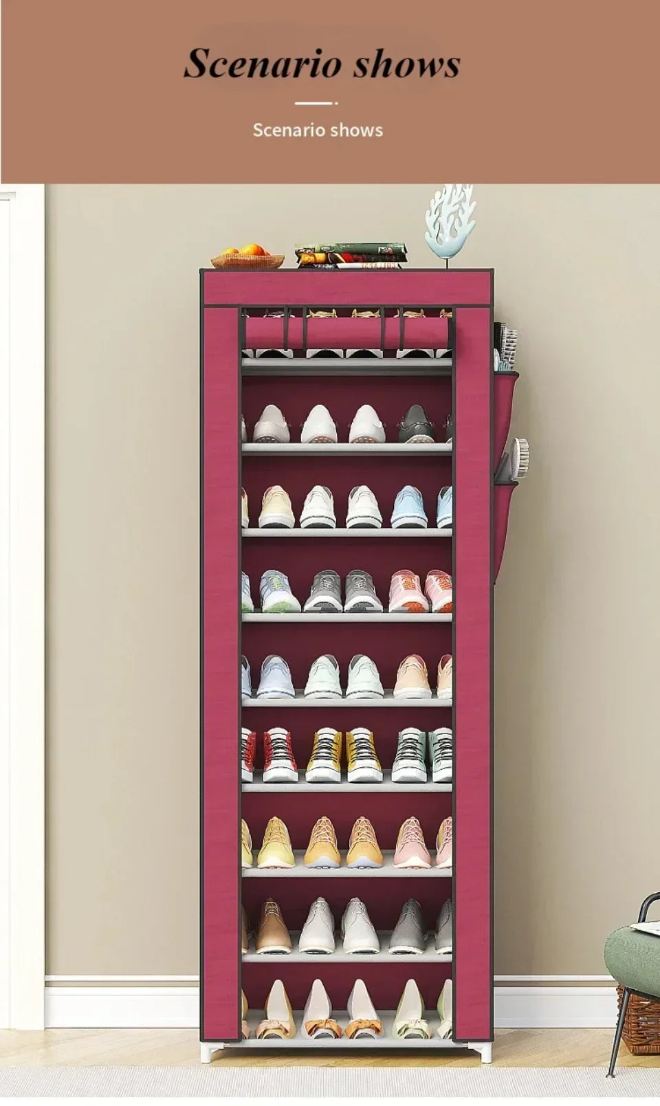 Dustproof Shoe Cabinet Economical Shoe Cabinet/simple Shoe Cabinet Entrance/space Saving Shoe Rack/storage Rack with Curtains