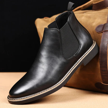 Men's Chelsea Boots PU Leather Ankle Boots EU 39 to 47 Black Brown Slip On
