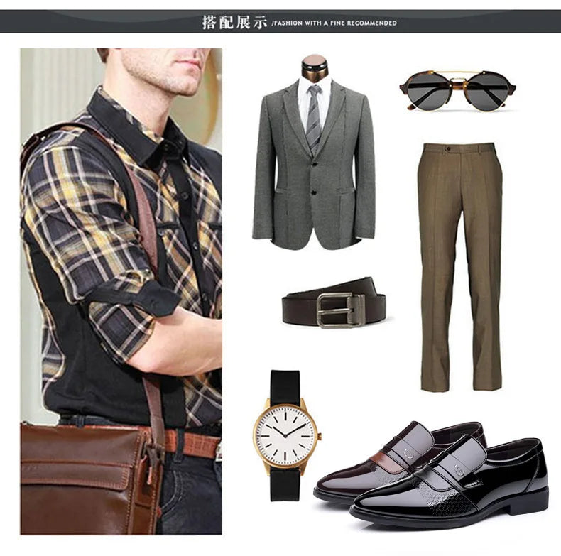 Men's Leather Oxford Brogue Dress Shoes Formal Office