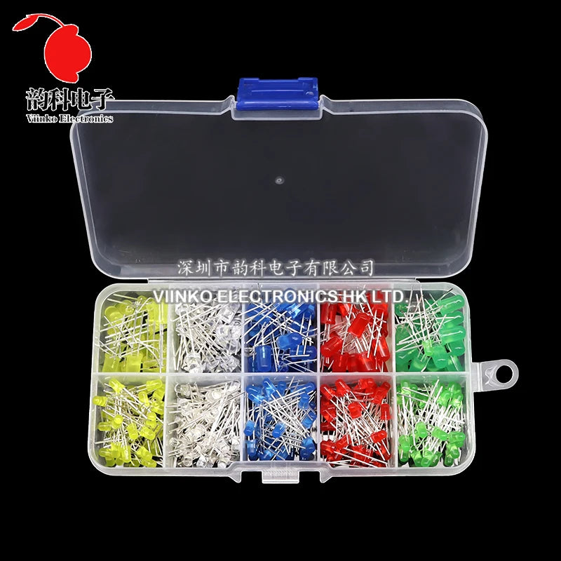 3MM 5MM Light Emitting Diodes Electronics Kit Box F3 F5 LED Diode Assorted Kit White Green Red Blue Yellow Orange