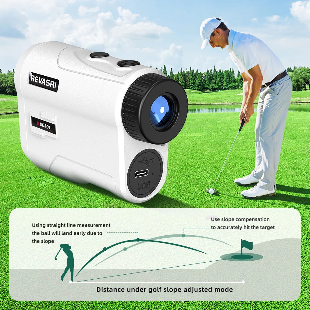 REVASRI Golf Laser Rangefinder Rechargeable 600M/1000M 6X Magnification Monoculars Telescop Range Finder for Outdoor Sports