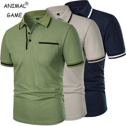Men's Short Sleeve Polo Shirt Solid Polyester Breathable Casual