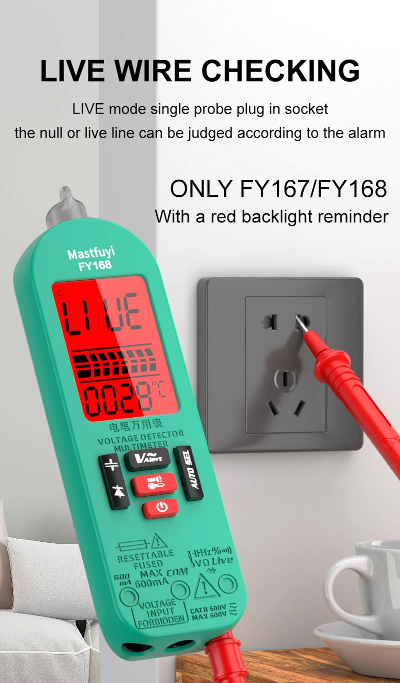 MASTFUYI Professional Digital Multimeter AC/DC Voltage Current 6000 Counts True RMS Volt Amp Ohm Hz Capacitance NCV Tester Tools