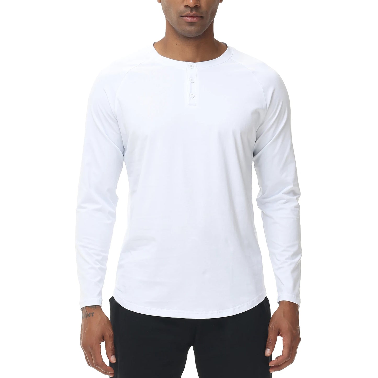 Men's Long Sleeve Button Down T-Shirts Autumn Henley Collar Casual High Quality Crew Neck Mens T Shirts