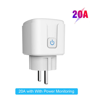 Zigbee Smart Plug 20A EU Socket With Power Monitoring, Timing, Voice Control