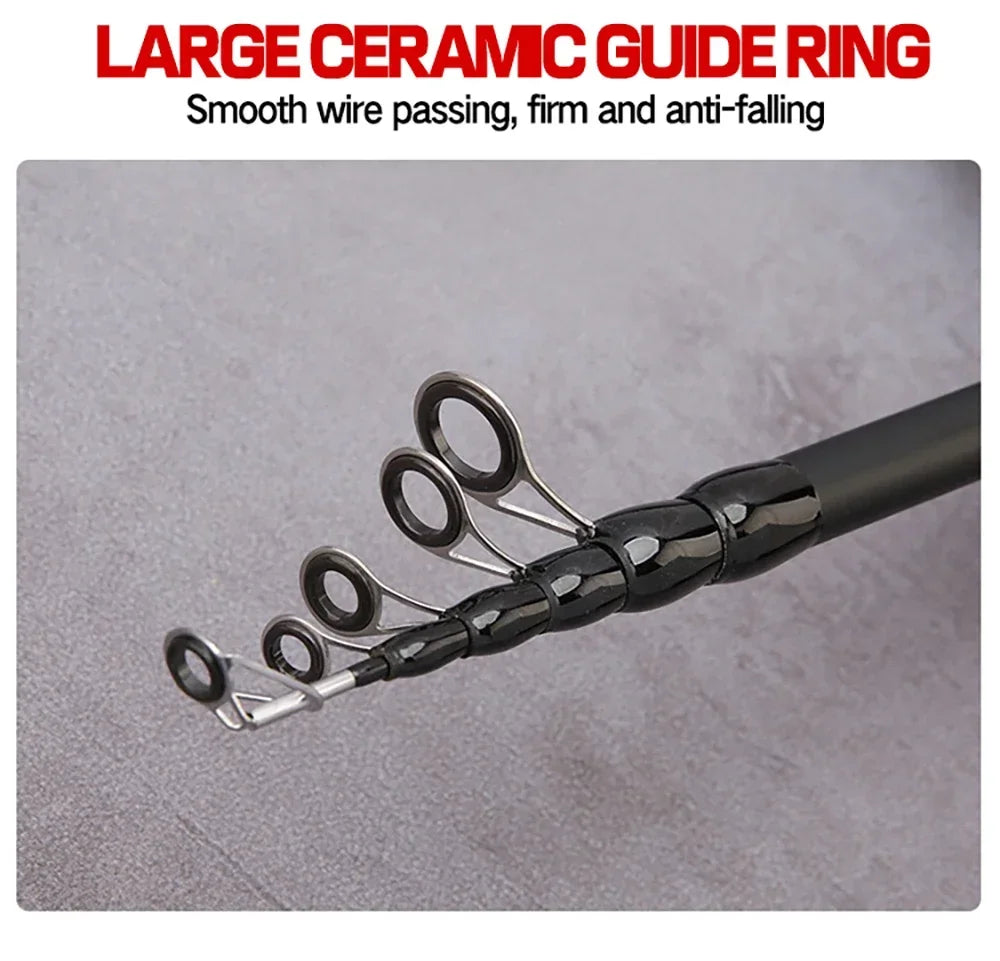 Telescopic Lure Rod 1.5M 1.8M 2.1M 2.4M Carbon Spinning Rod Baitcasting Fishing Pole 8g-25g Wooden Handle Casting Fishing Tackle