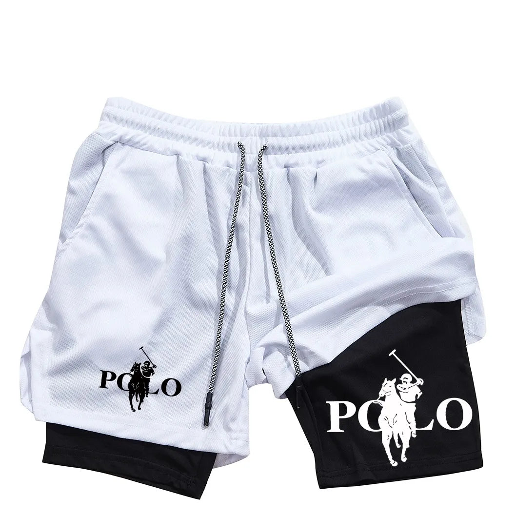 Men's anime double-layer shorts, sports printed multifunctional training fast drying jogging pants