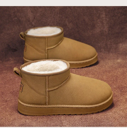Men's Snow Boots Suede Leather Mid-Calf Slip-On 36-45