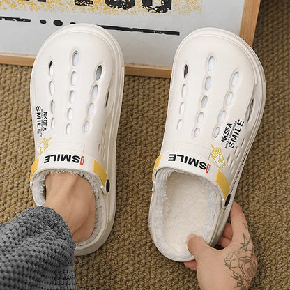 Men's Winter Slippers With Faux Fur Lining Indoor Plush EVA Sole