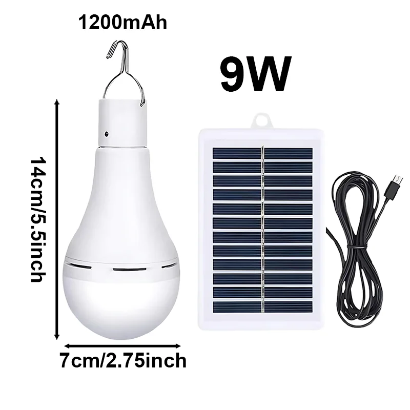 Solar-Powered Emergency LED Camping Light 7/9/12W With 1W Panel