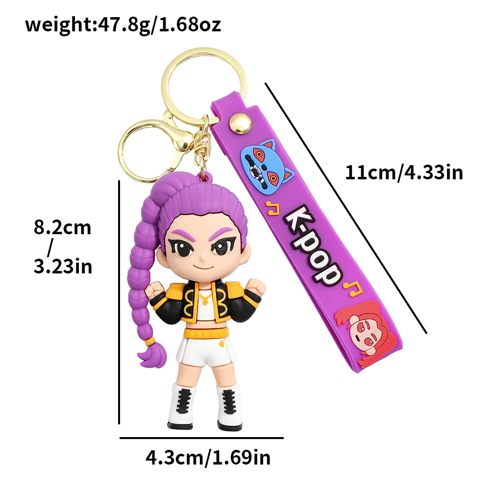 KPOP Demon Hunters Tiger Keychain – Cute PVC Key Ring for Kids & Fans