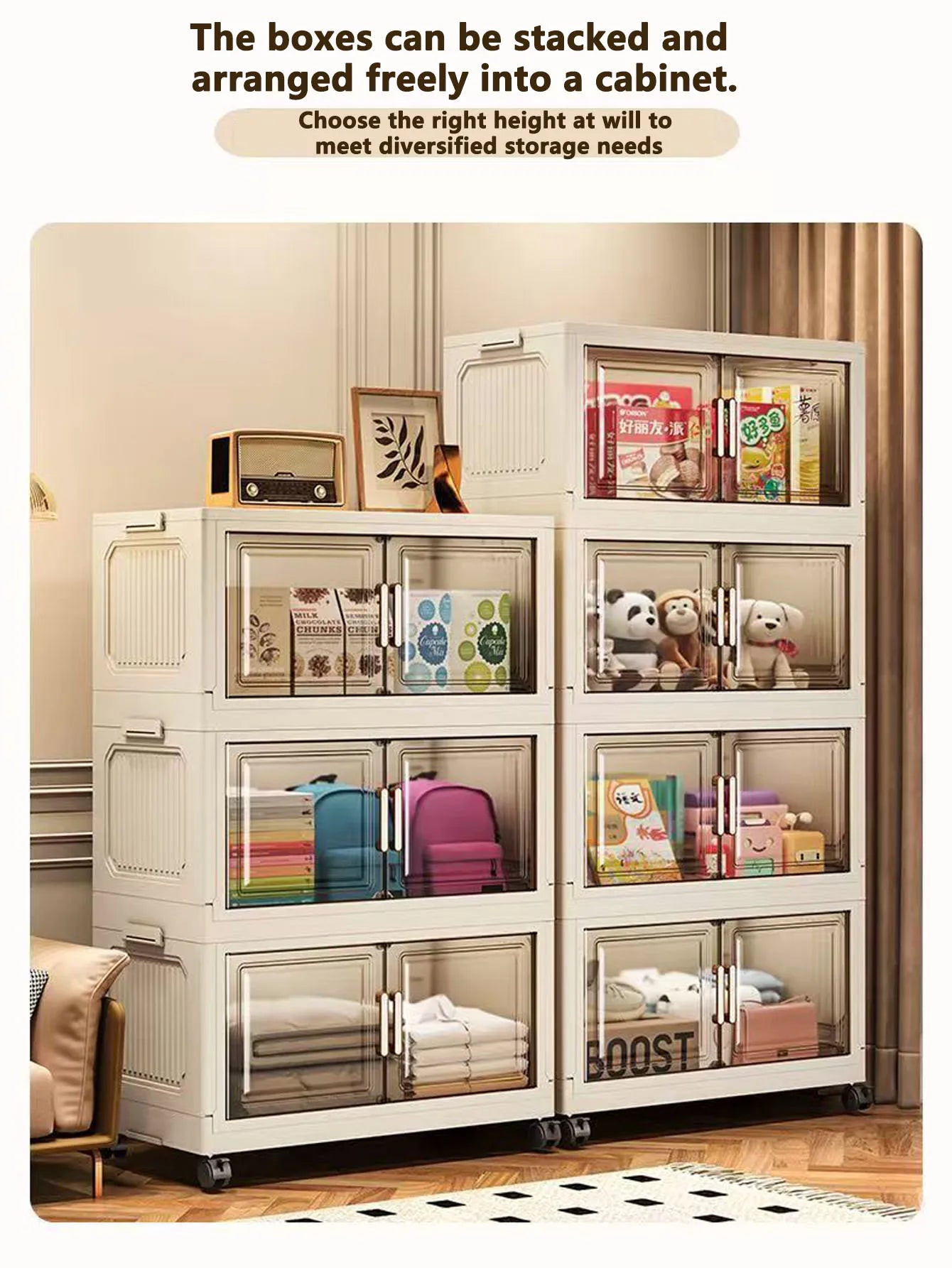 Storage Cabinet Folding Storage Box Home Living Room Toy Cabinet Storage Rack Snack Cabinet Installation-Free Kitchen Storage Cabinet Folding Storage Cabinet Organizer
