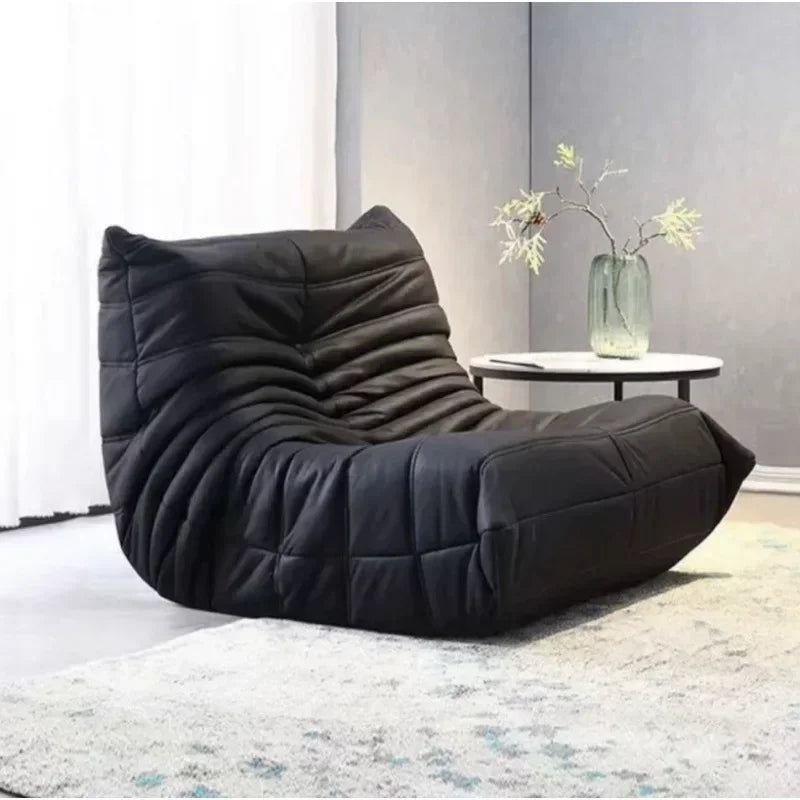 Single Casual Sofa Chair with Cat Scratch Leather Nordic Togo Lazy Caterpillar Sofa Bedroom Living Room Balcony Suede Sofa