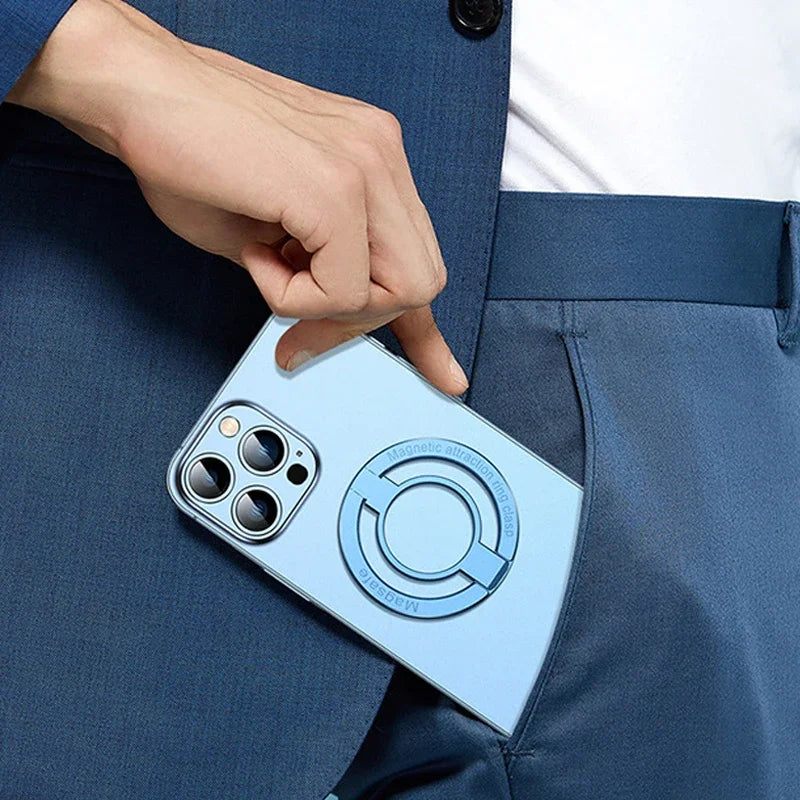 Magnetic Ring Phone Stand series Alloy Desk Buckle Holder Magsafe Foldable Removable Mobile Phone Bracket for iphone 15 14 13 12