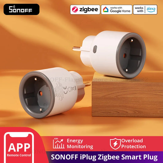 1-4 PCS SONOFF S60ZB EU iPlug Zigbee Smart Plug Energy Monitoring Wireless Socket Timer Smart Switch Work With Google Home Alexa