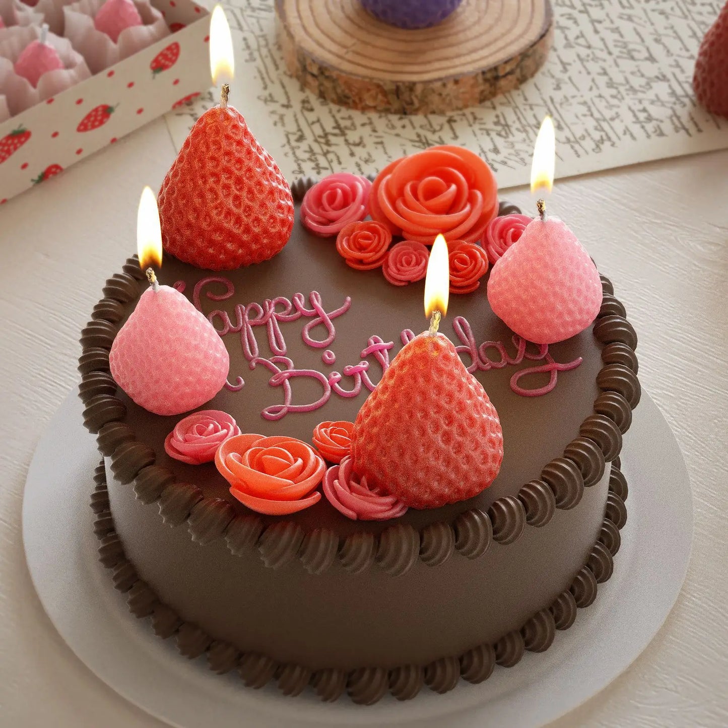 3D Strawberry Aromatherapy Candle Silicone Mold DIY Handmade Romantic Scented for Valentine's Day Party Home Decor Birthday Gift