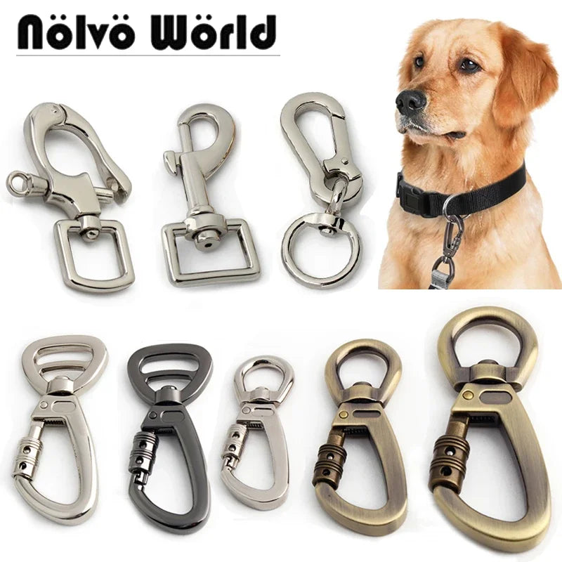 Dog Leash Clip Pets Carabiner Auto Locking Carabiner With Swivel Rotating Ring For Outdoor Keychain Pet Leash Hook Accessories