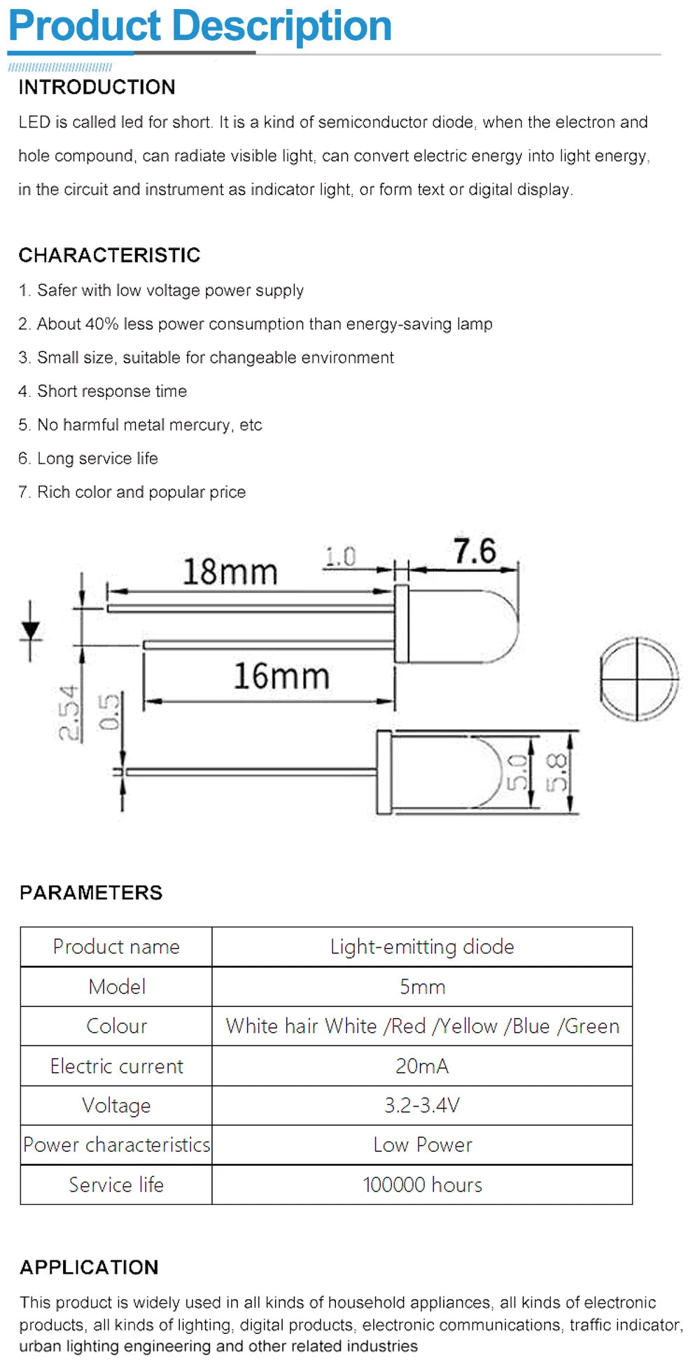 100pcs 3mm 5mm LED Light White Yellow Red Green Blue Assorted Kit DIY LEDs Set electronic diy kit