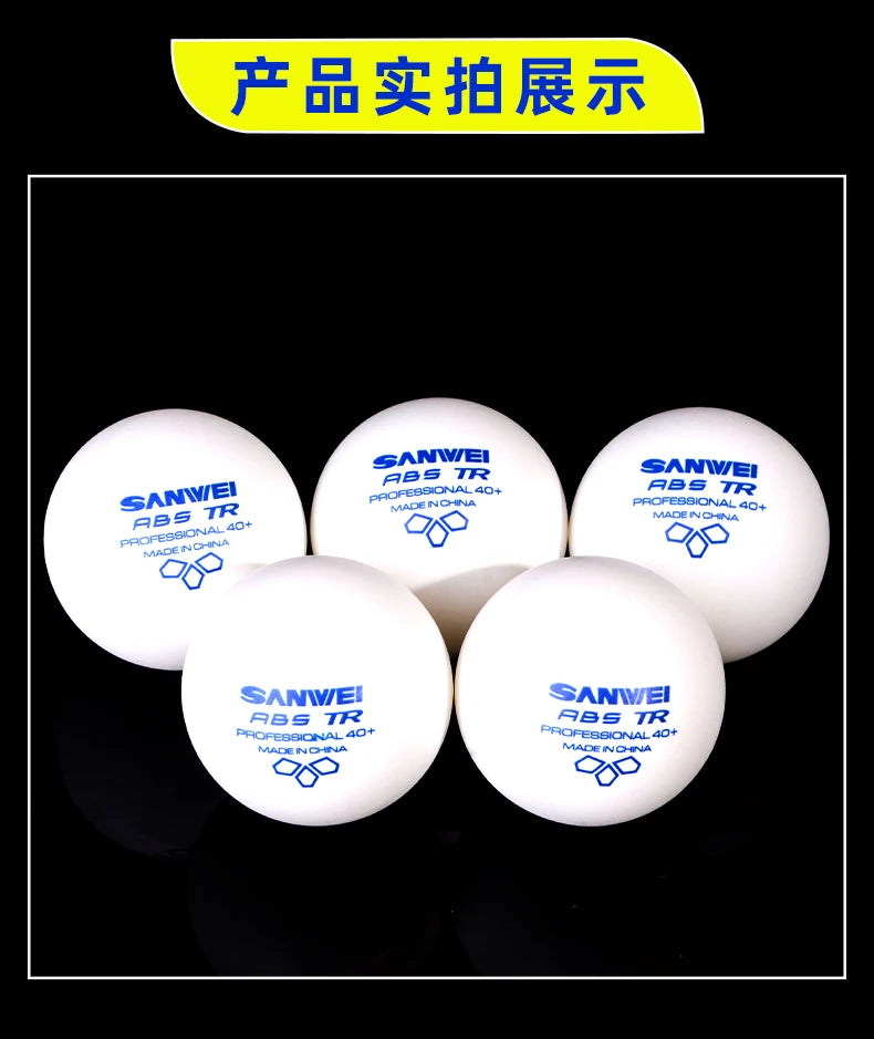 SANWEI TR 3 Star Table Tennis Balls 40+ ABS New Material with Seamed Durable Professional Ping Pong Balls for Training 50/100pcs