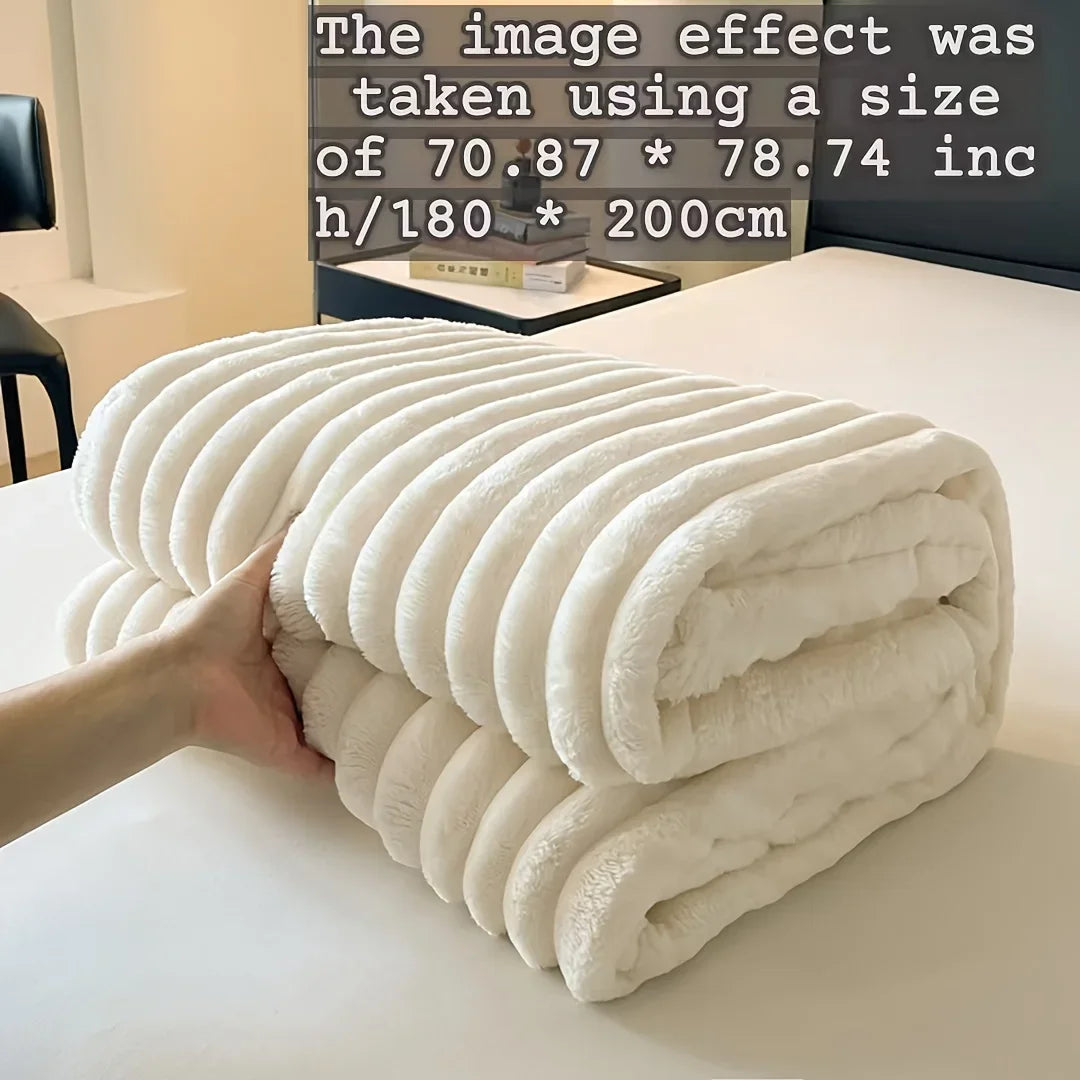 Luxurious Faux Rabbit Fur Throw Blanket – Soft & Cozy for Couch, Bed, Office, Travel, Perfect All-Season Gift