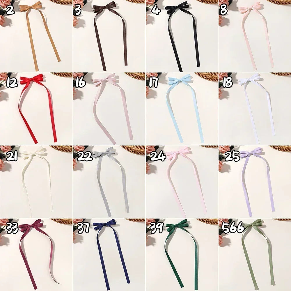 2pcs 2025 New Cute Ribbon Bow Headband Long Tassel Hair Clip Women's Hair Accessories Girls Party Headwear Side Clips Wholesale