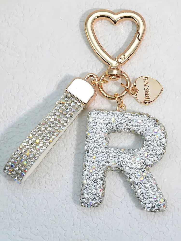 Elegant Diamond Letter Keychain – Lady Bag & Car Accessory