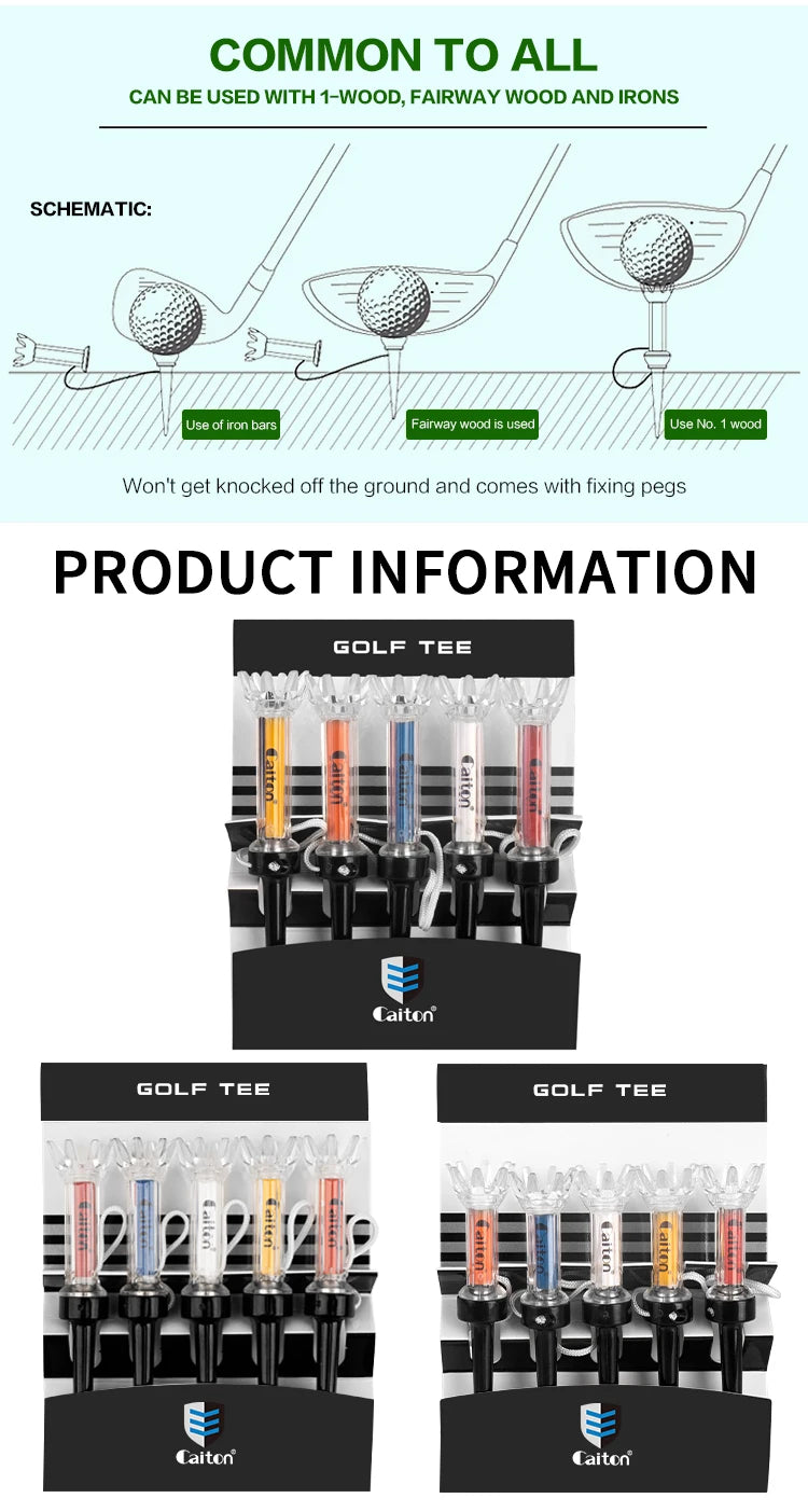 Improve Your Golf Game with the Caiton 5pcs Magnetic Plastic Golf Tee Set - 360degree Bounce