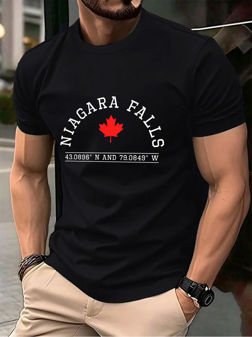 Niagara Falls Canada Letter Prints Mens T-Shirt Cotton Summer Short Sleeve Tops Soft Oversized O-Neck T Shirt Casual Clothes
