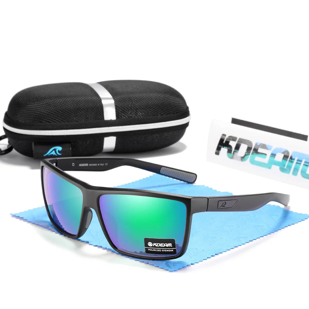 KDEAM Scratch Resistance Sunglasses Men Polarized 100% UV Protection Sun Glasses Integral Spring Hinges And Curved Temples KD029