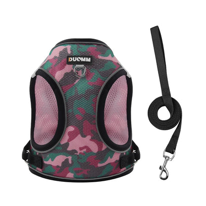 Reflective Pet Harness And Leash Set For Dogs And Cats No Pull Vest Mesh