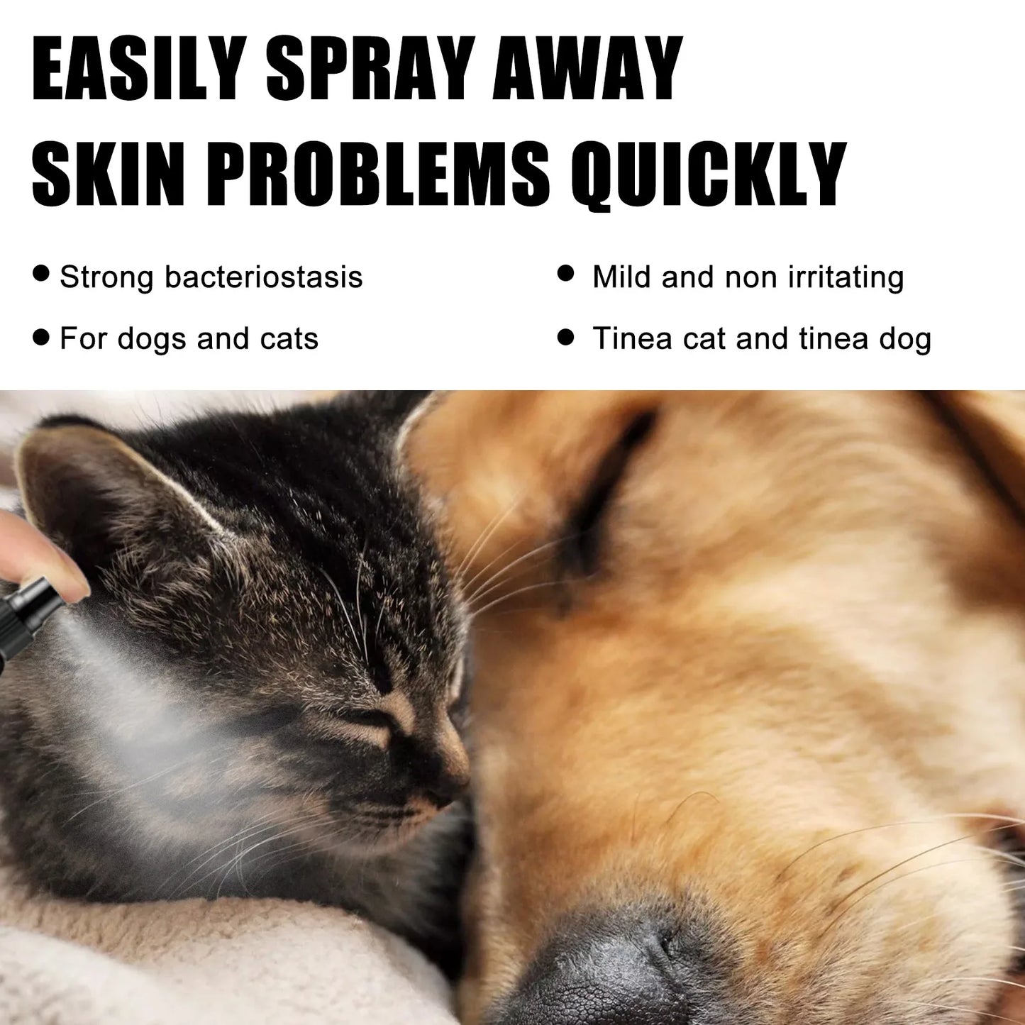 Pet Moss Spray Dogs Cats Relieve Itching Fur Regrowth Tick Lice Mite Remover Flea Killer Ringworm Treatment Pet Skin Care Liquid