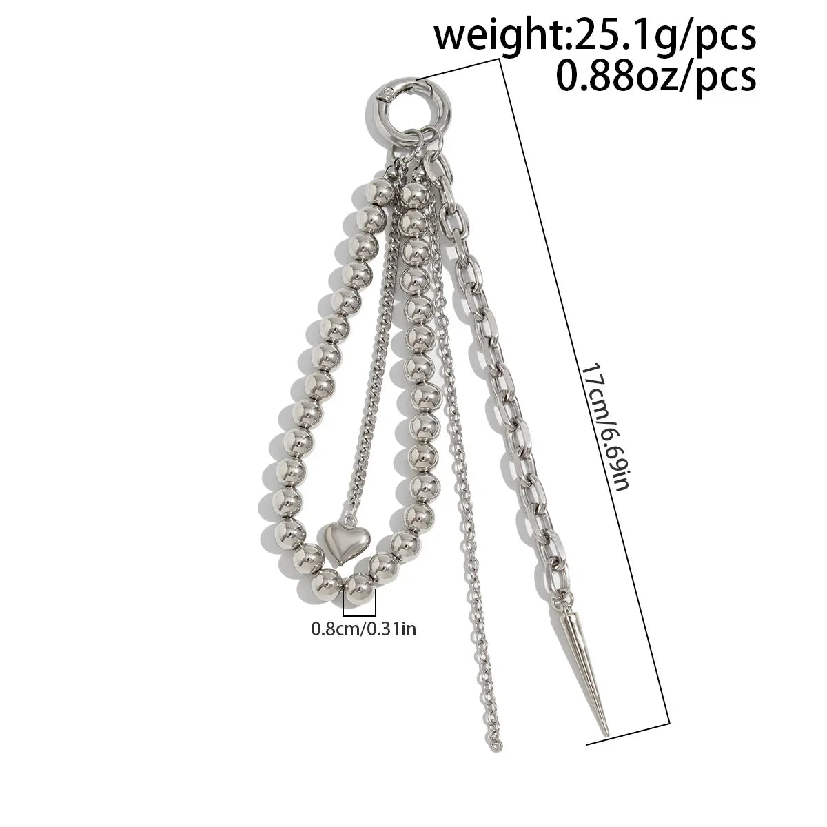 2025 New Pearl Beadeds Chain Keychain Ccb Peach Heart Bead Bag Chain Pendant Jewelry Accessories Daily Wear Keychain Gifts