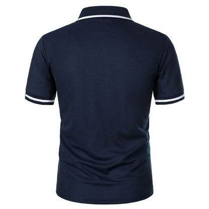 Men's Short Sleeve Polo Shirt Solid Polyester Breathable Casual