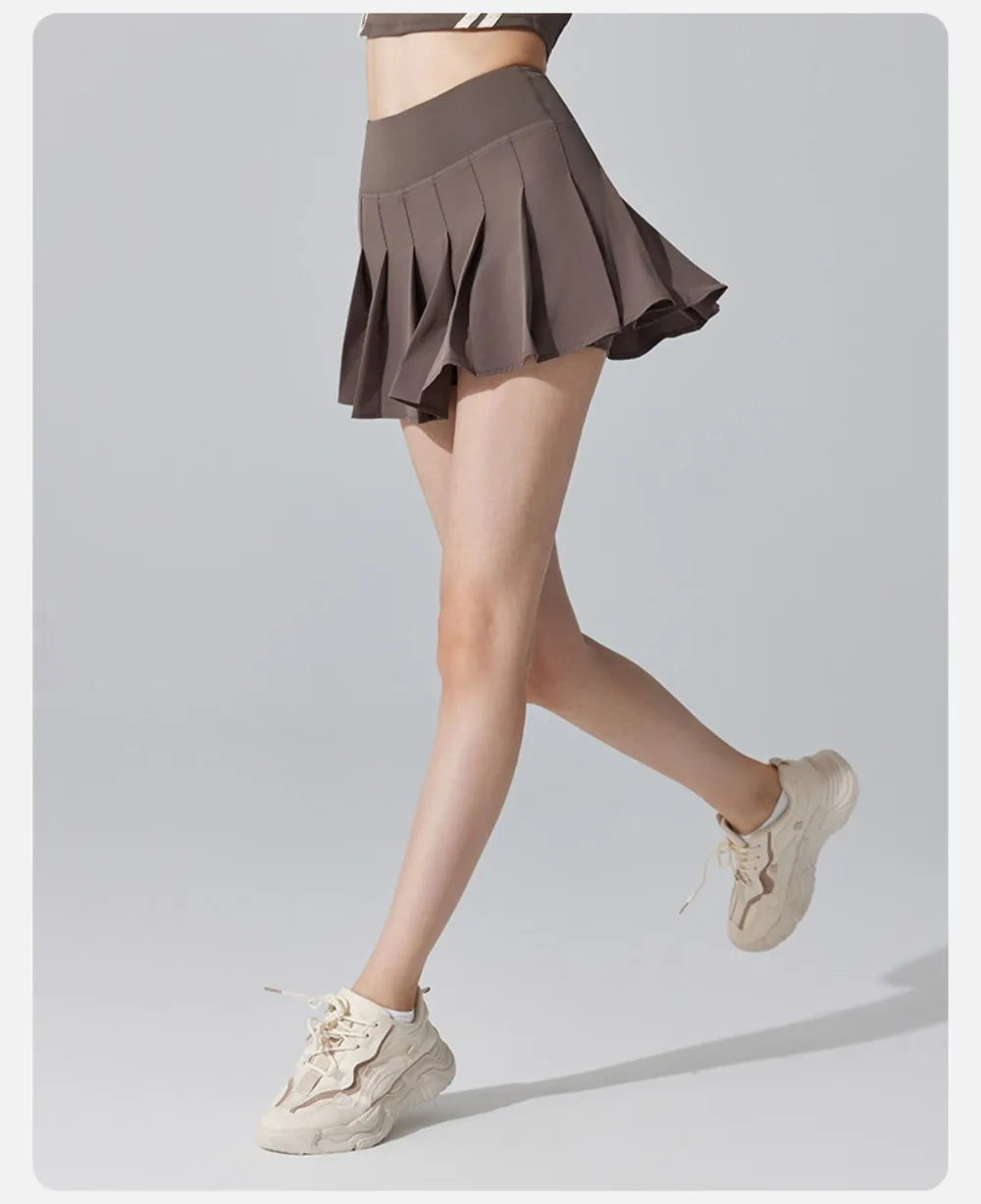 High Waist Slim Fit Pleated Skirt Running Sports Fitness Skirt Tennis Badminton Golf Short Skirt for Women