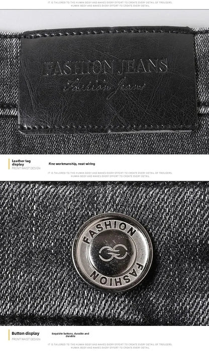 Men's Black Denim Jeans with Velvet Fleece-Lined Plus Size