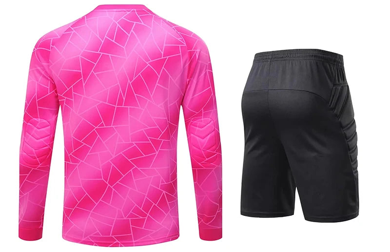 Men Kid 2024 Soccer Goalkeeper Uniform Protective Sponge Long Sleeve Football Training Goalkeeper Top Soccer Jersey Pants Custom