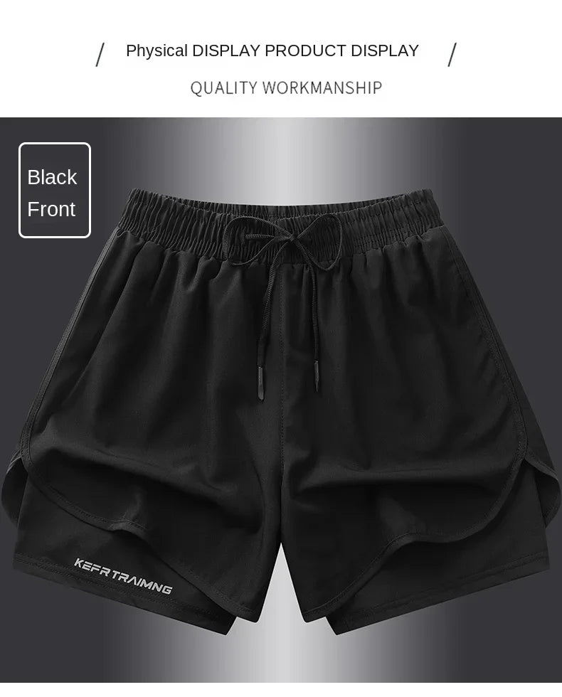 【 S-5XL 】2025 Sports Three Piece Pants Summer Popular Anti glare Double layered Sports Shorts for Men and Women Couples Ru