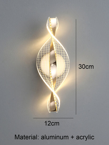 Acrylic LED Wall Light, Gold And Black, Wall Mounted, Bulbs Included