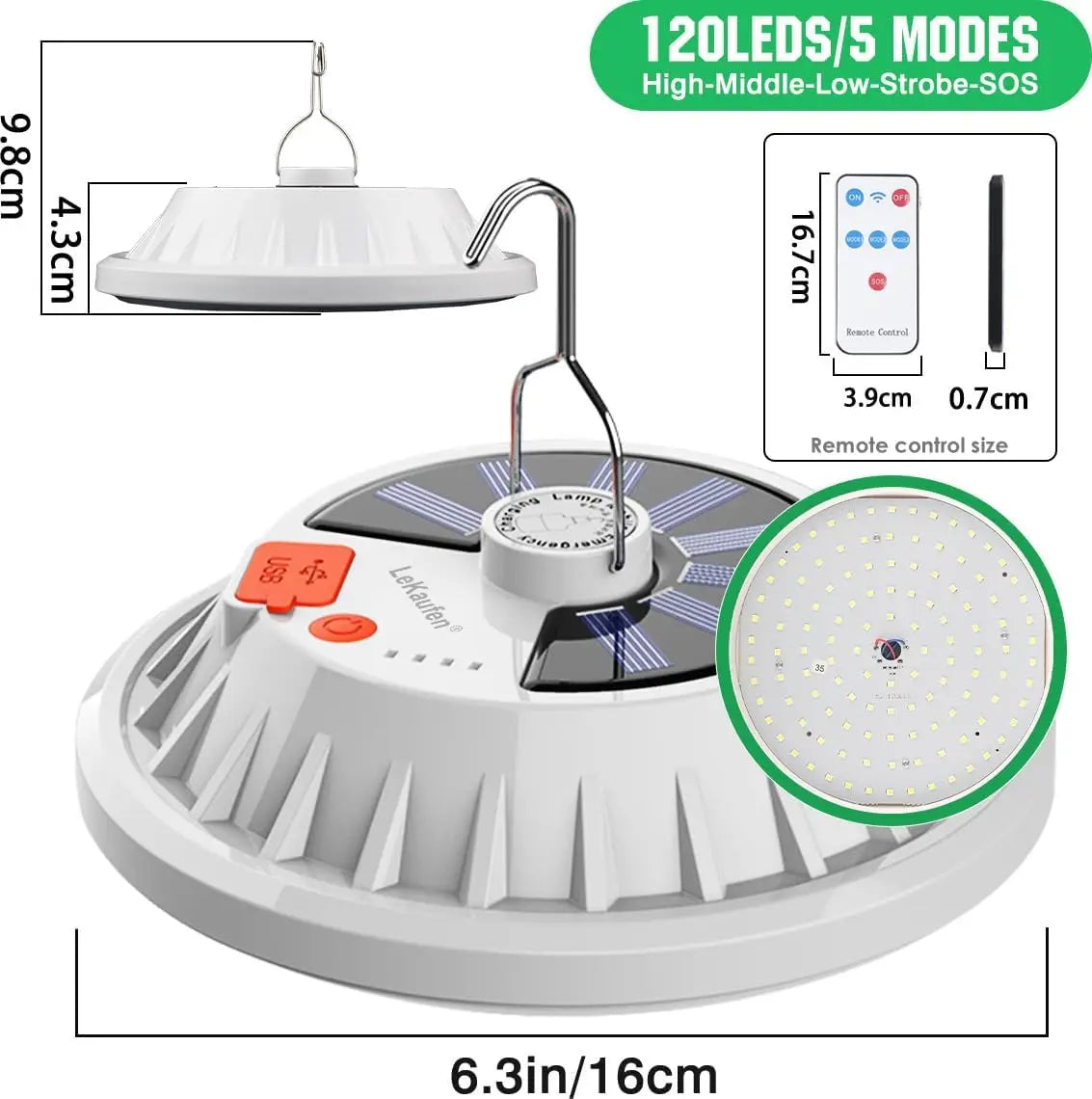LED Camping Lantern Solar USB Rechargeable Emergency Outdoor Portable Lantern