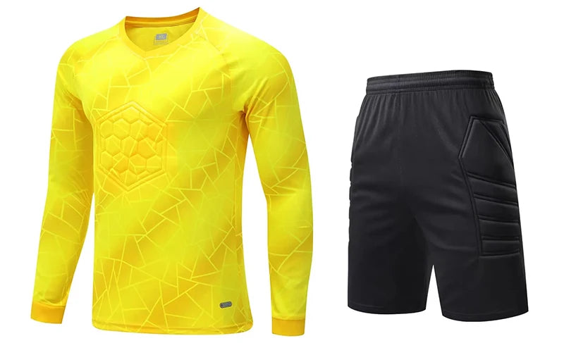 Men Kid 2024 Soccer Goalkeeper Uniform Protective Sponge Long Sleeve Football Training Goalkeeper Top Soccer Jersey Pants Custom