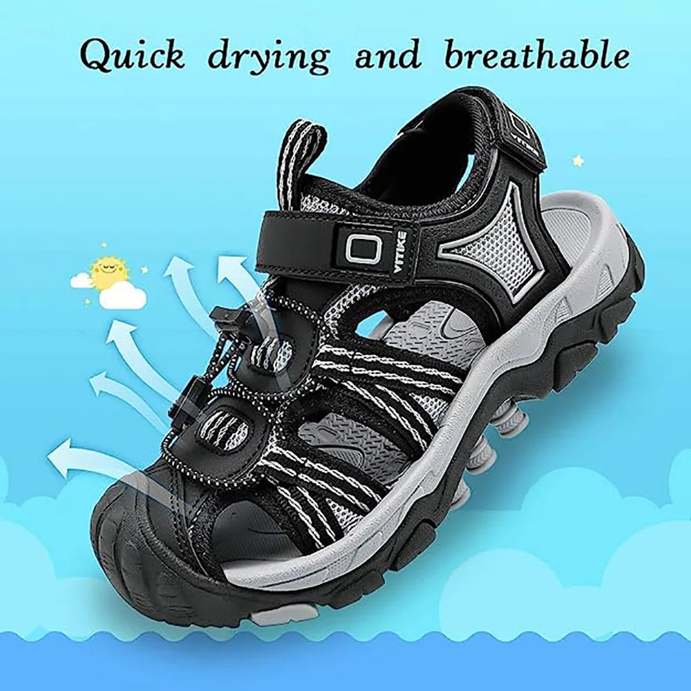 Kids Water Sandals Quick Dry Hook And Loop Unisex Summer Mixed Color